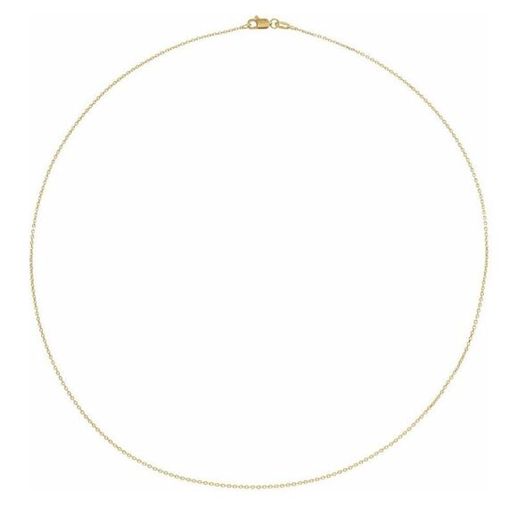 1mm 14K Yellow Gold Diamond-Cut Solid Cable Chain Necklace, 16-18 Inch - Picture 2 of 4